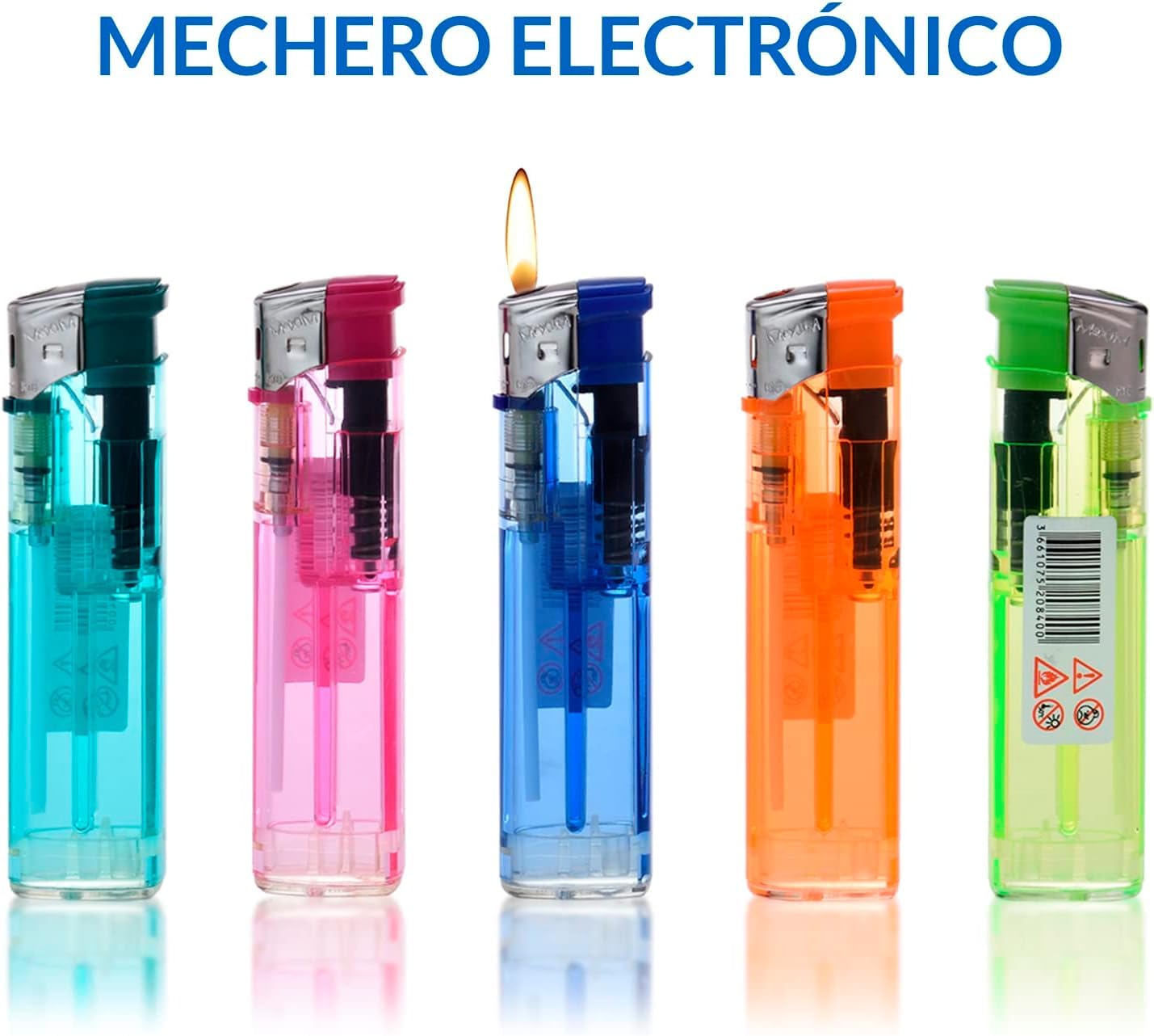 Mechero Electrónico a Gas Isobutano Recargable - Encendido Fácil, Colores Surtidos y Confiabilidad Duradera (50)