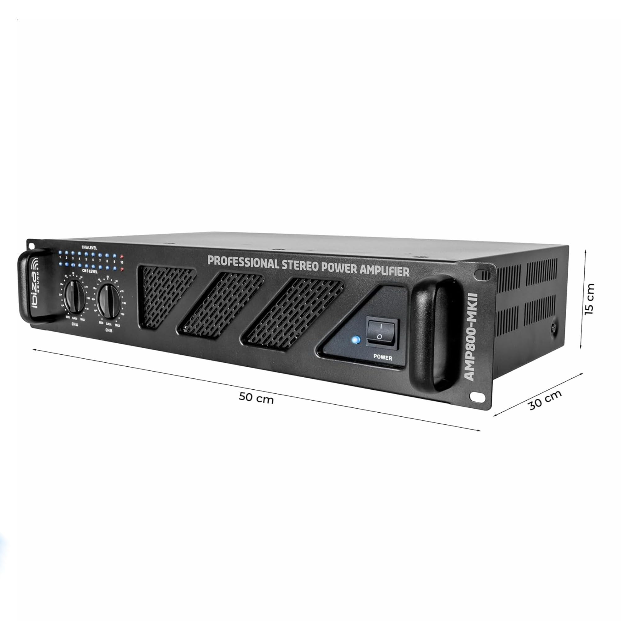 Ibiza Pack Ampli Sono Ibiza Sound 2 x 600W AMP800MKII - Câble HP Haut Parleur 3m - Câble RCA/RCA - Câble PC/RCA