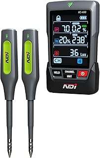 NDI Multifunctional Soil Meter,up to 5 Probe with Wireless Transmission,pH, Salinity, Temperature,Light Intensity with Acoustic Wave Growth Assistance, for Gardening, Landscaping, and Soil Testing