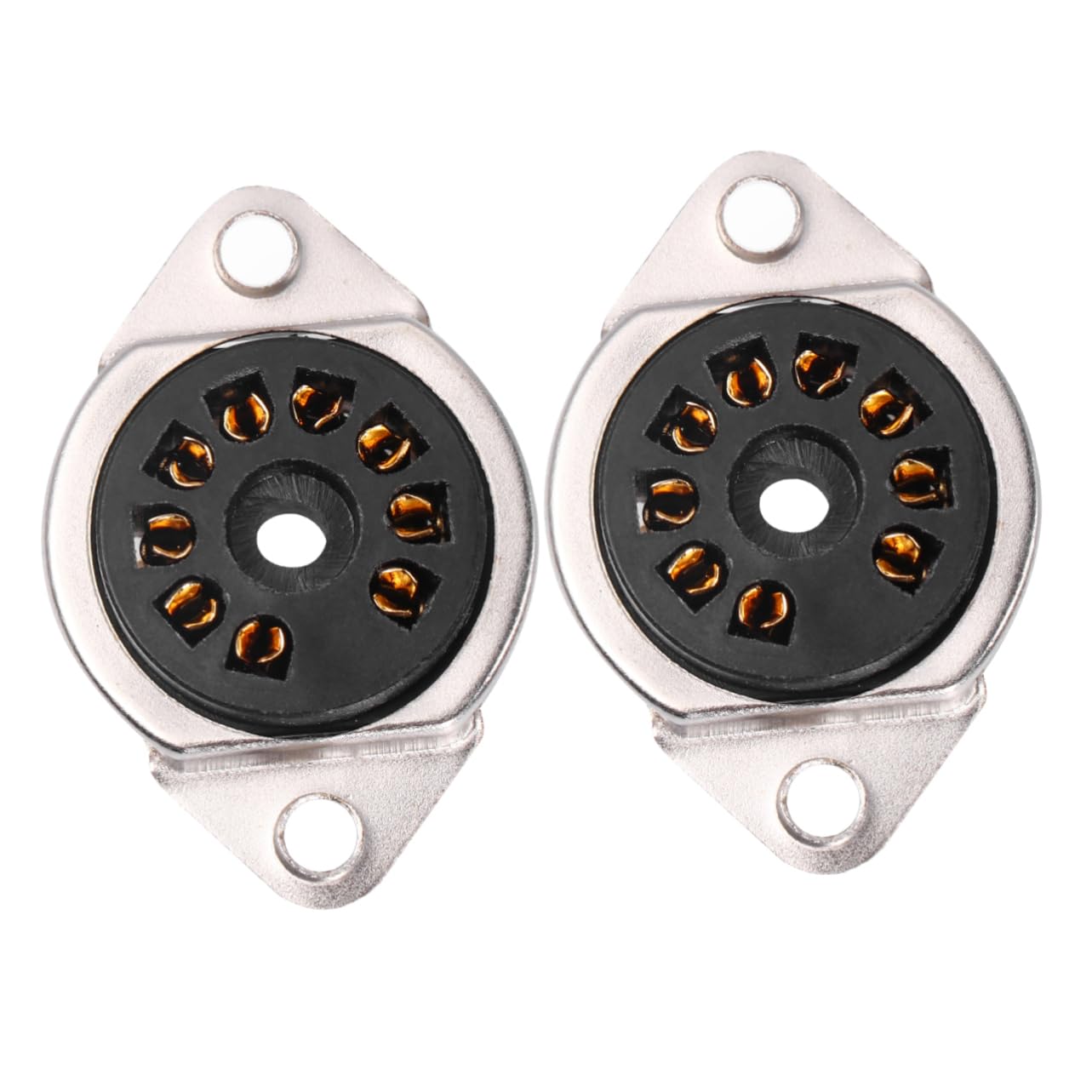 Yardwe 2Pcs Guitar Tube Socket Pin Gold Plated Electronic Holder for Amplifiers Audio Accessories for Guitar Players Chassis Mount Design Black Golden