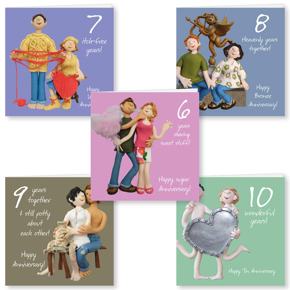 Holy Mackerel (UK) Ltd 5 One Lump or Two Numbered Anniversary Cards 6 to 10