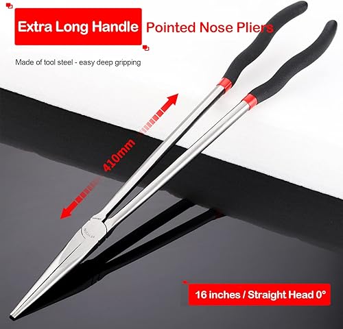 Miniatura 2 de Alicates de punta de aguja de 16 pulgadas, alicates de mango extendido, alicates de nariz de mango extra largo, alicates de punta de aguja con mango