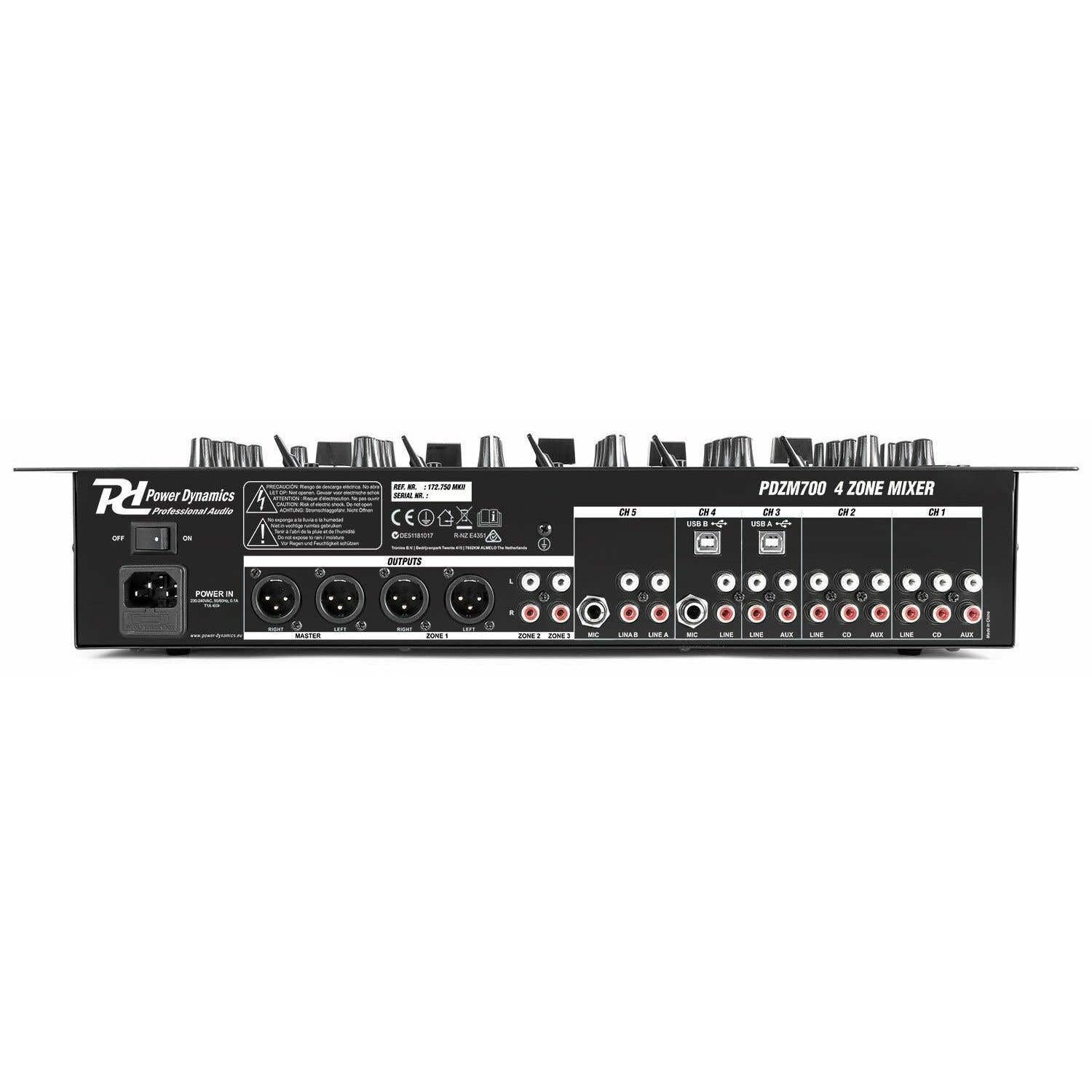 Power Dynamics PDZM700 Installation Mixer mit 4 Zonen