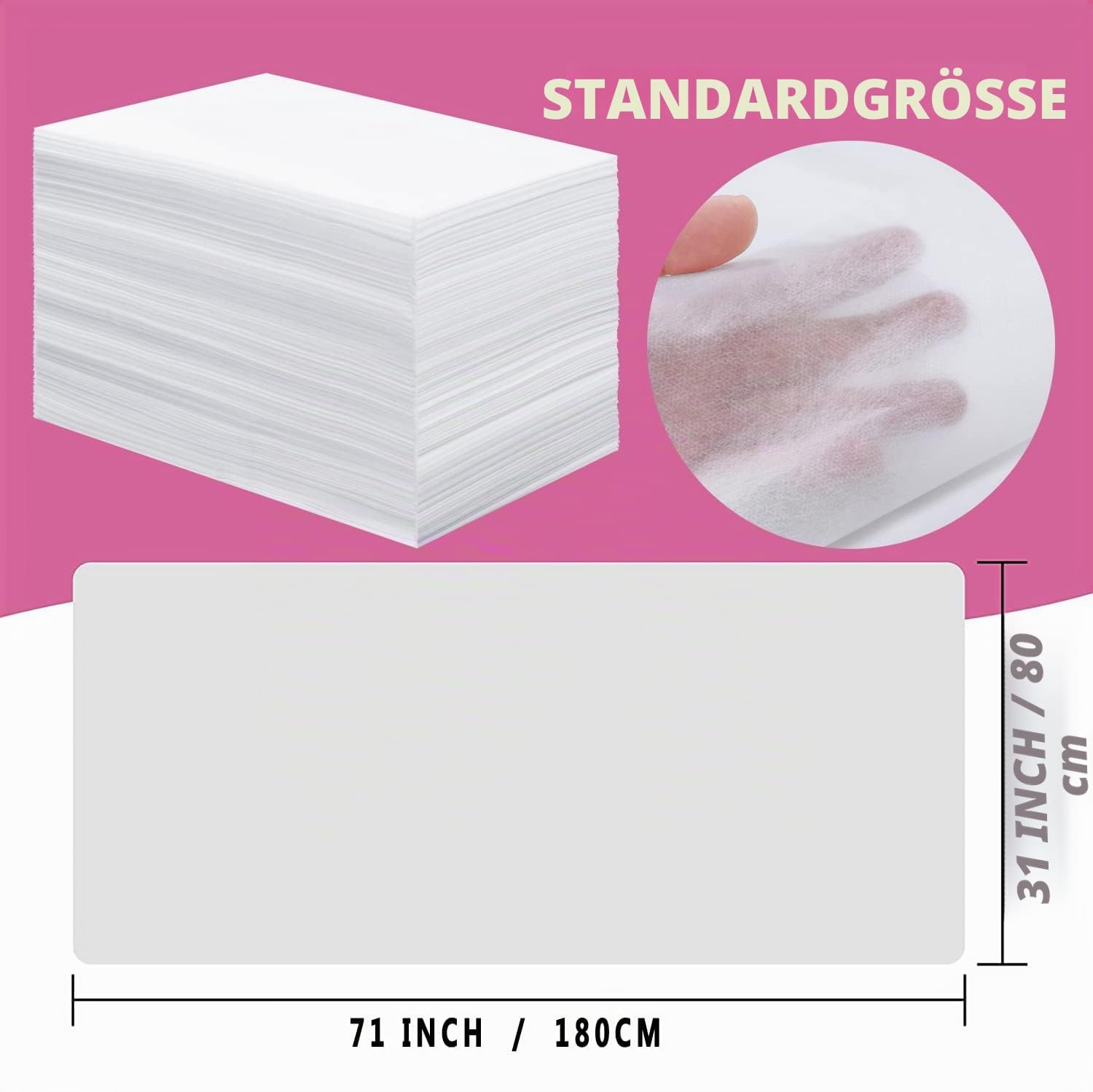 100 Stück Einweg Bettlaken, Non-Woven Einweg Bettwäsche Massageliege Bezug Auflage Einweg Spannlaken Bed Sheets für Schhnheit Salon SPA Tattoo Massage, Weißer Vliesstoff, 80 x 180 cm