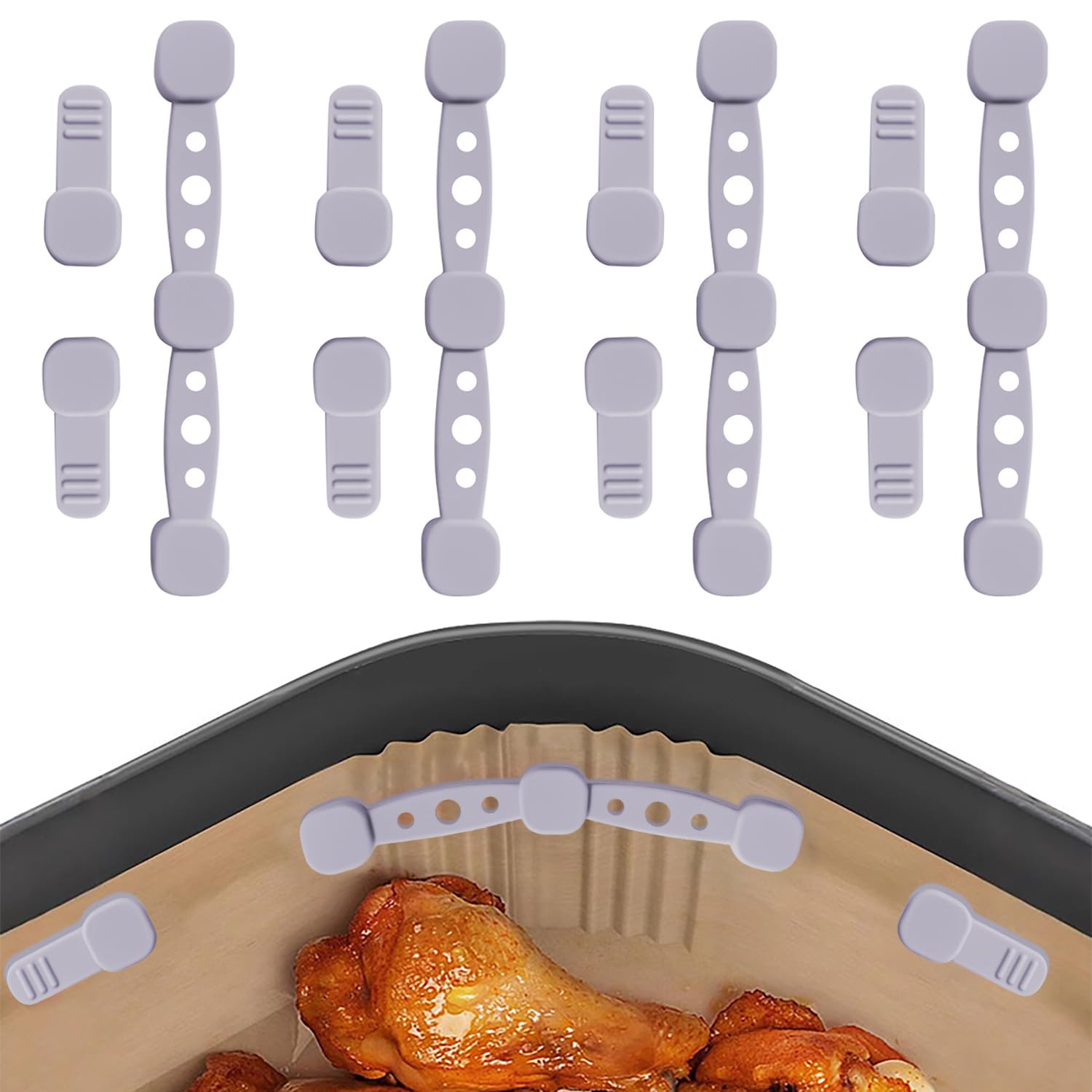Yatrosynth 12 Stück Magnete für Airfryer Backpapier, Magnetische Backpapier Befestigungsschnalle, für Die Luftfritteuse Zum Festhalten Von Pergamentpapier - Runde Grau