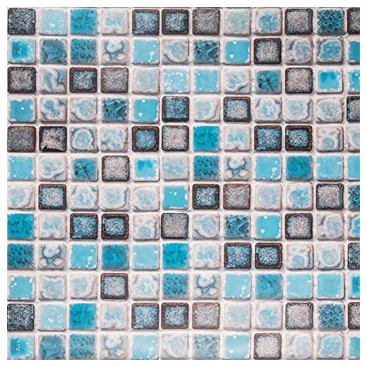 Mosaico Adhesivo de Azulejo para Cocina Baño Pegatinas de Baldosas Stickers Azulejos Azul 40X200cm