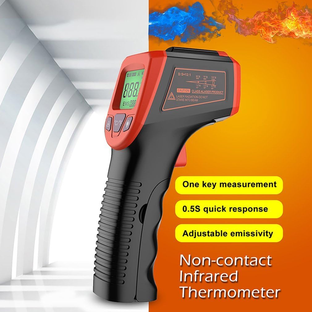 Termometro Infrarossi Senza Contatto a Pistola Laser Digitale LCD -50°C a 600°C per Cucinare Grigliare Forno Pizza