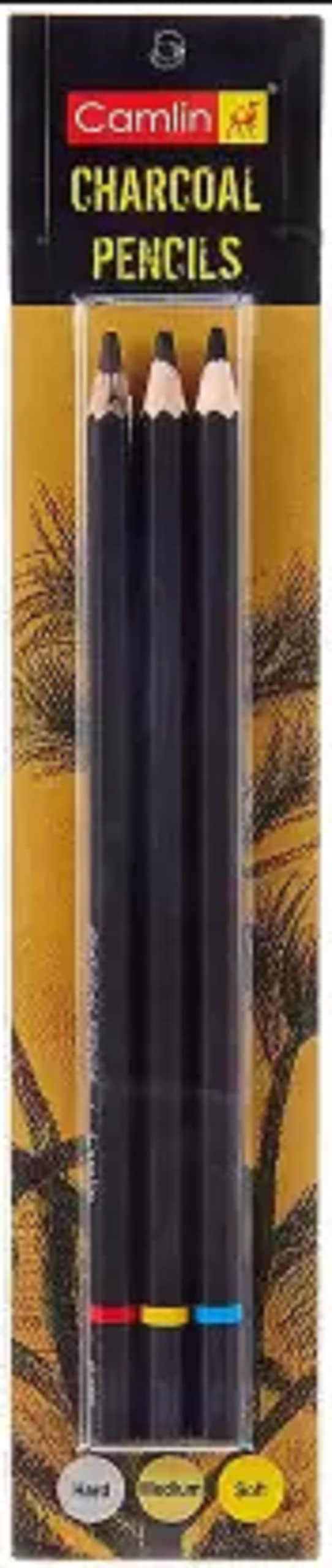 Camlin Kokuyo Soft/Medium/Hard Charcoal Pencils-3Pcs Pencil (Black)-image-32