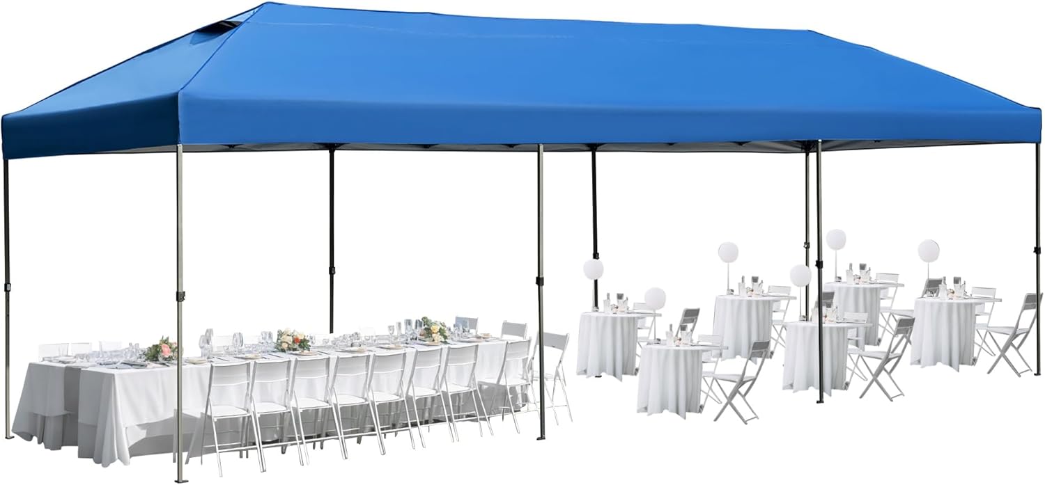 Outdoor Canopy Tent, 10x30 Pop Up Canopy with Sidewalls, Adjustable Height, Heavy Duty Outdoor Party Tent with Wheeled Bag, for Patio,Wedding, Backyard