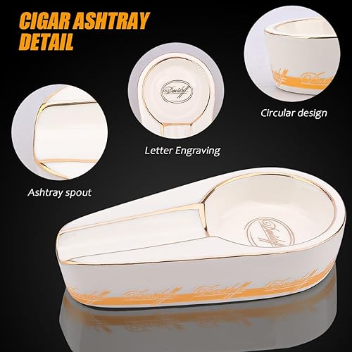 Miniatura 3 de Cenicero de lujo con soporte de cerámica portátil para viajes, sala, oficina, mesa de café, bar y adornos creativos