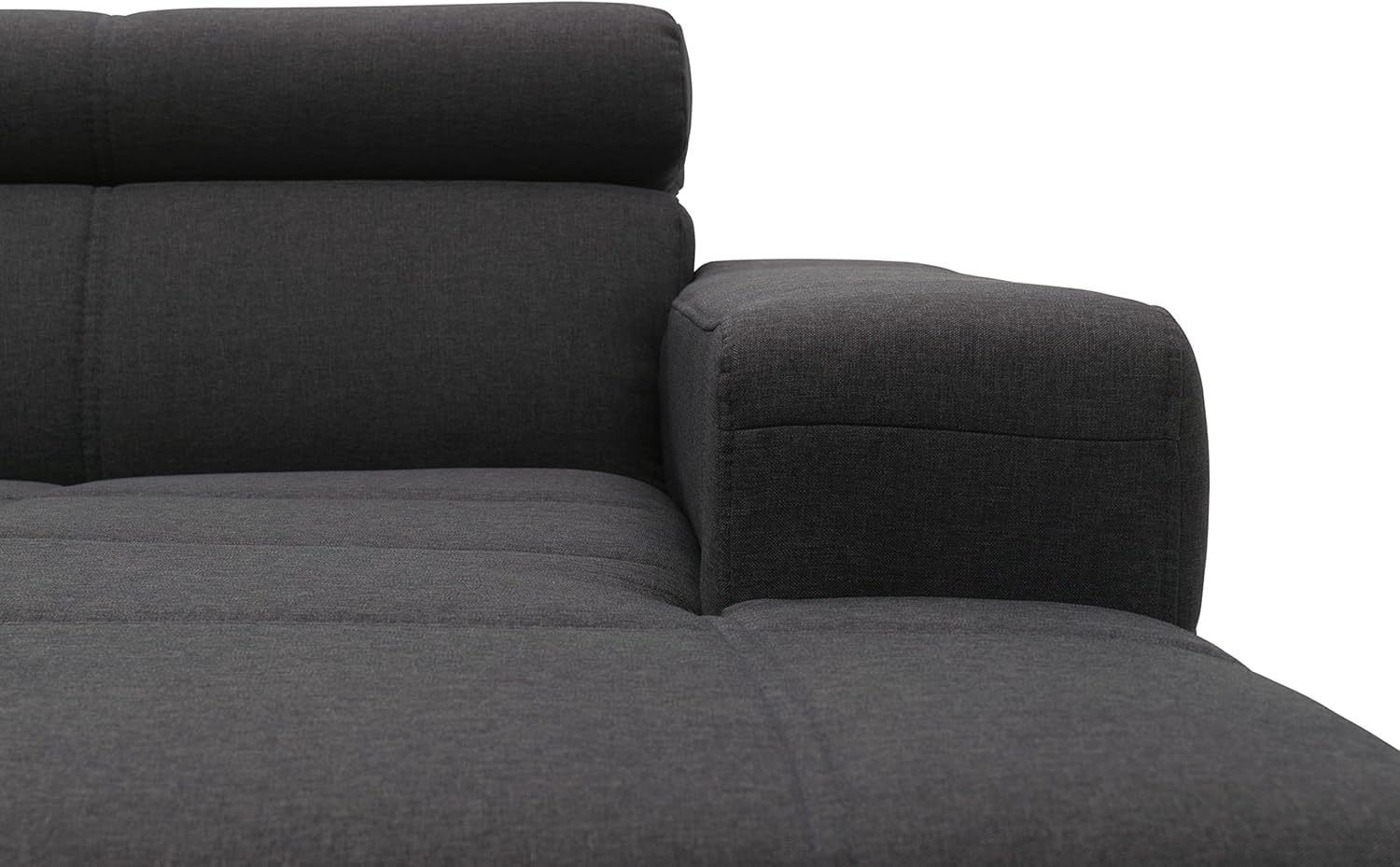 DOMO. collection Divano Brandon, paesaggio con schienale a forma di U, angolo imbottito, 359 x 228 x 80 cm (larghezza x profondità x altezza), grigio scuro