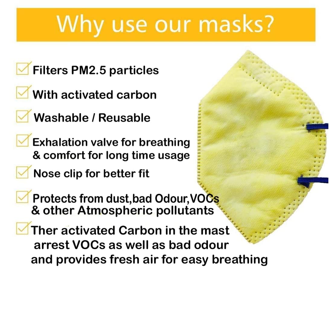 king shine KN 95 Mask,Super Breathable Face Mask (White Colour, Non Woven Fabric)(With Head Mask Extender) a01 2
