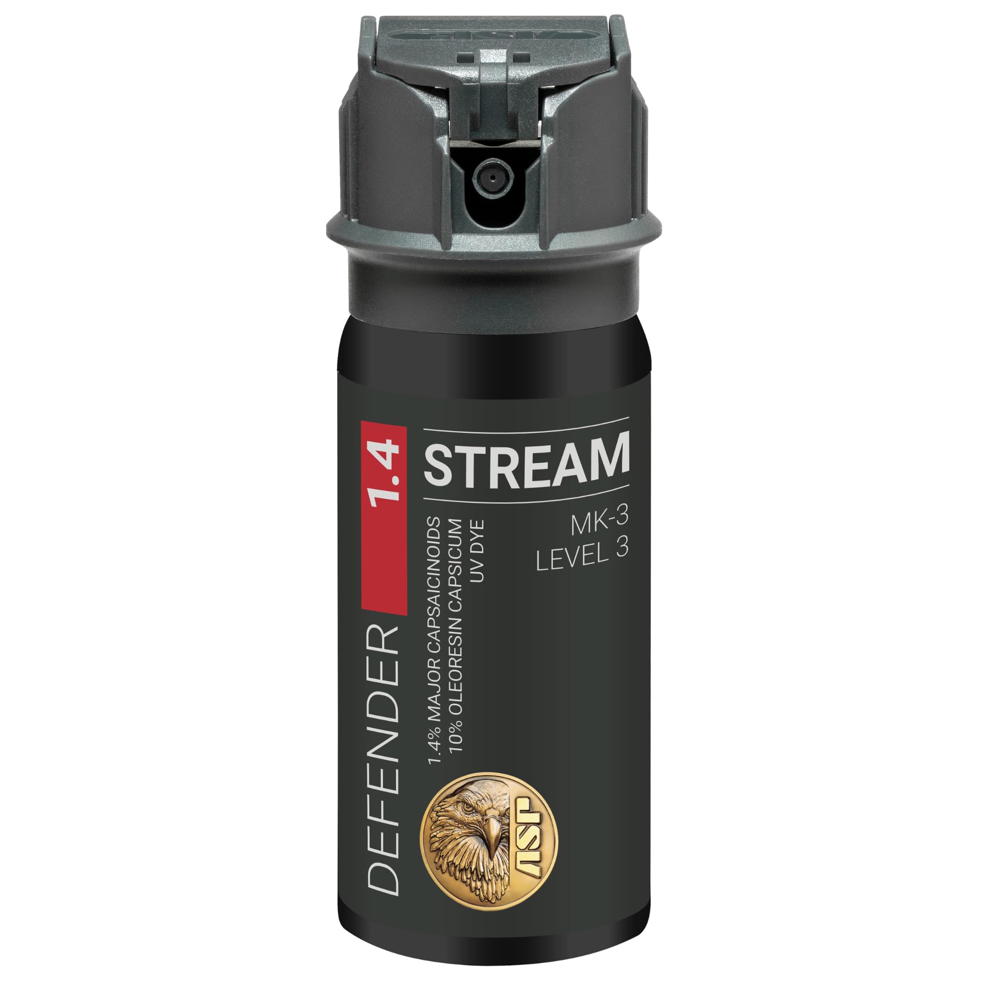 ASP Defender LE Pepper Spray Stream, Self-Defense OC for Law Enforcement Professionals, Professional Grade Personal Defense Equipment, Personal Protection Device, 15-Foot Range, 1.5 oz.