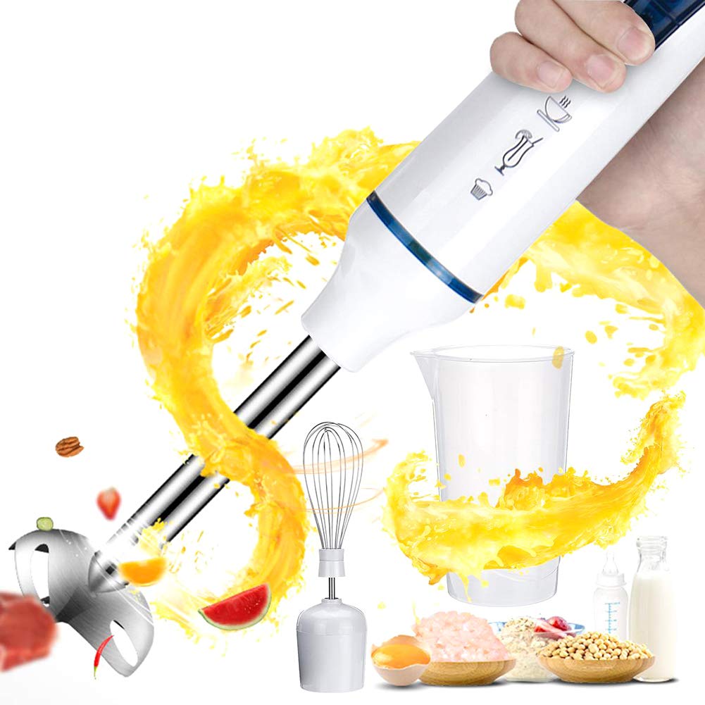 Frullatori elettrici a mano, Smerigliatrice a immersione 3 in 1 con la frusta, Becher da 600 ml, Robot da cucina per frullati, zuppe, alimenti per bambini