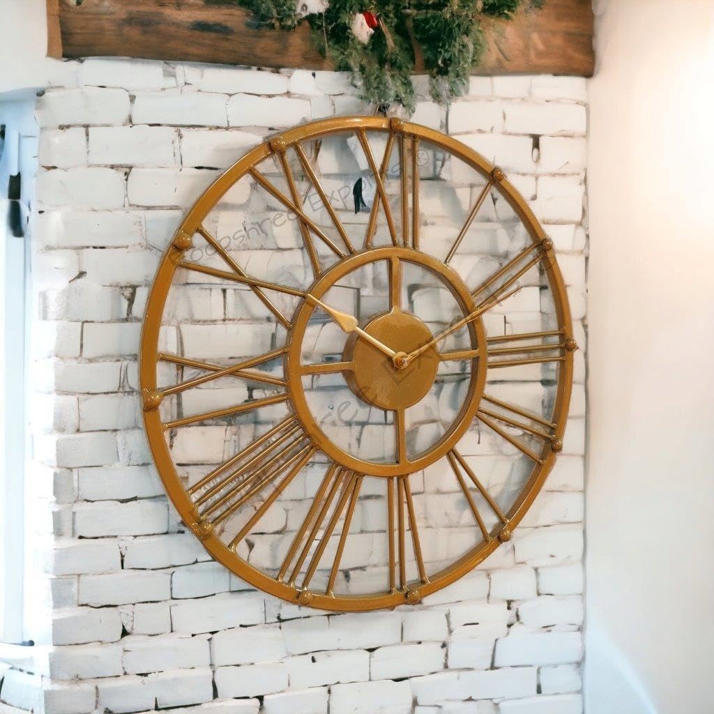 Vintage Clock Iron Gold Wall Clock/One Year Warranty / 90620-15, Analog, 15 Inch