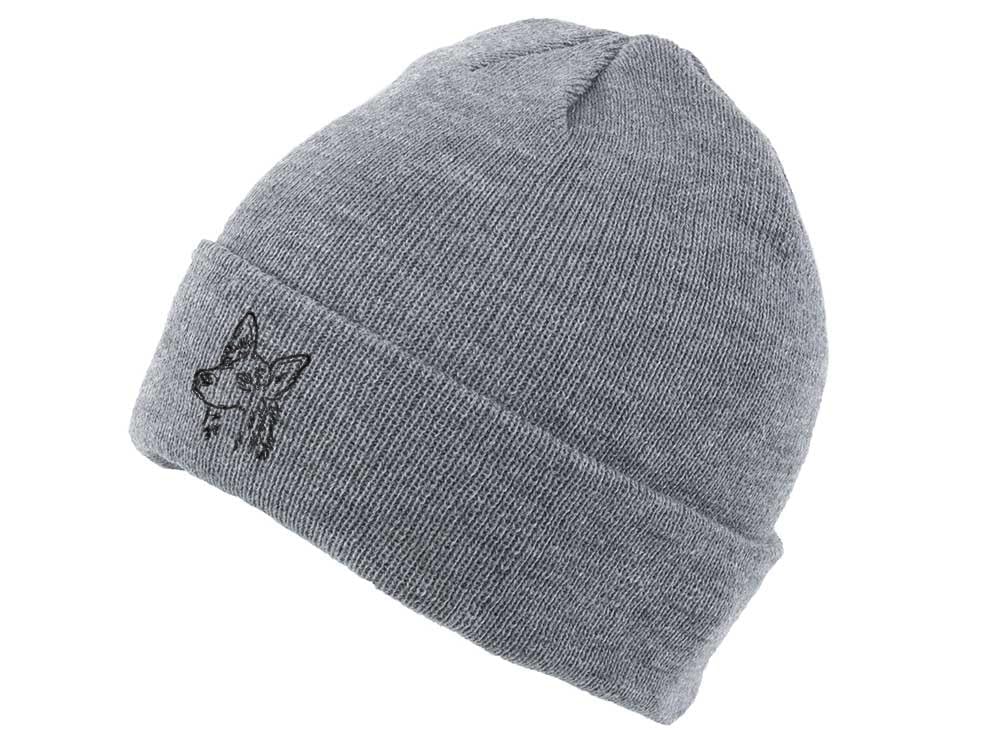 The House Of Dog: German Shepherd Dog Owner Gift. Classic Cuffed Unisex Beanie Ski Hat with Embroidered Design. Grey