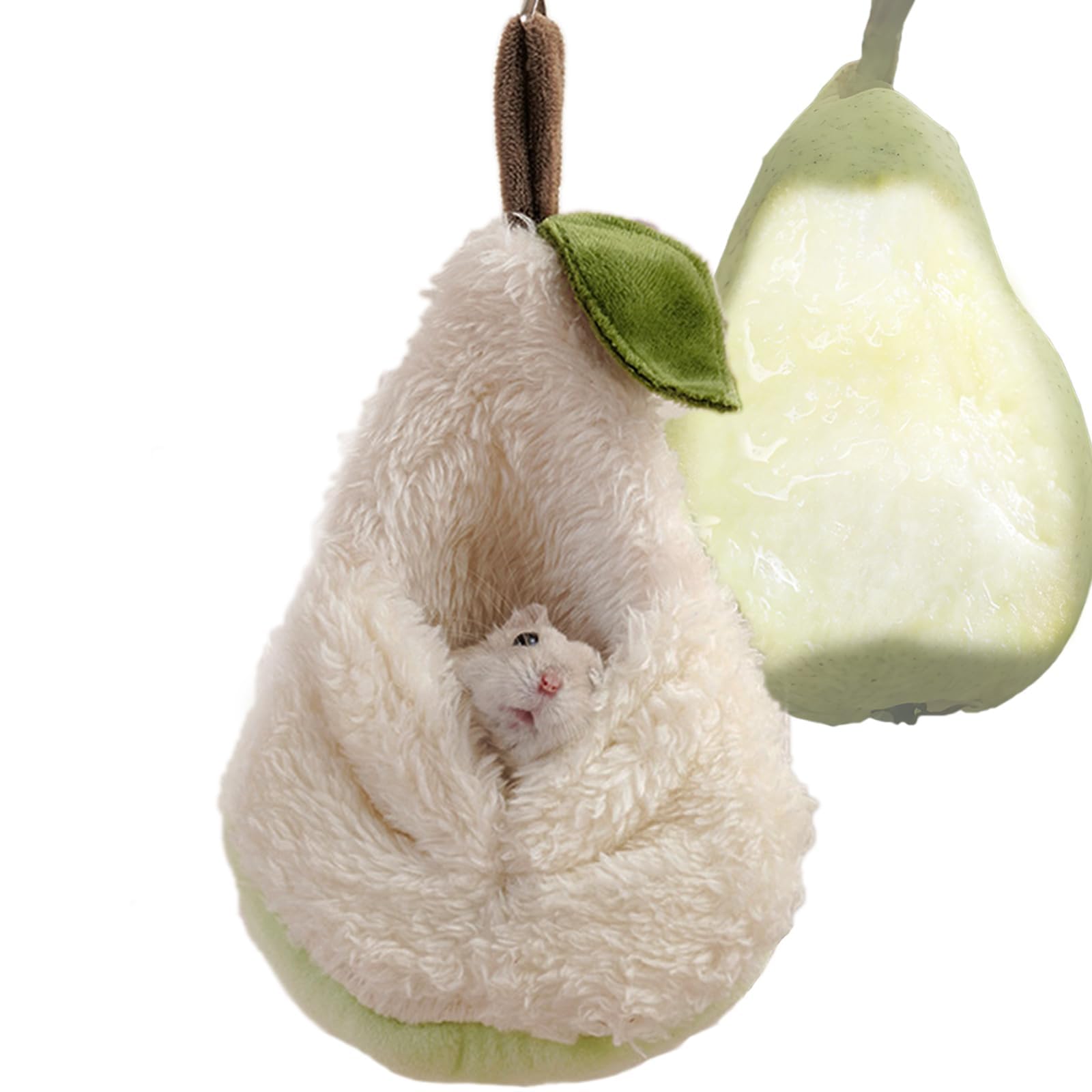 PAPIEEED Pear-Shaped Hamster Pouch Bed - Plush Sugar Glider Hideout, Small Pet Habitat Decoration Cozy Cage Accessories for Mice, Gerbil, Golden Bear, Degu
