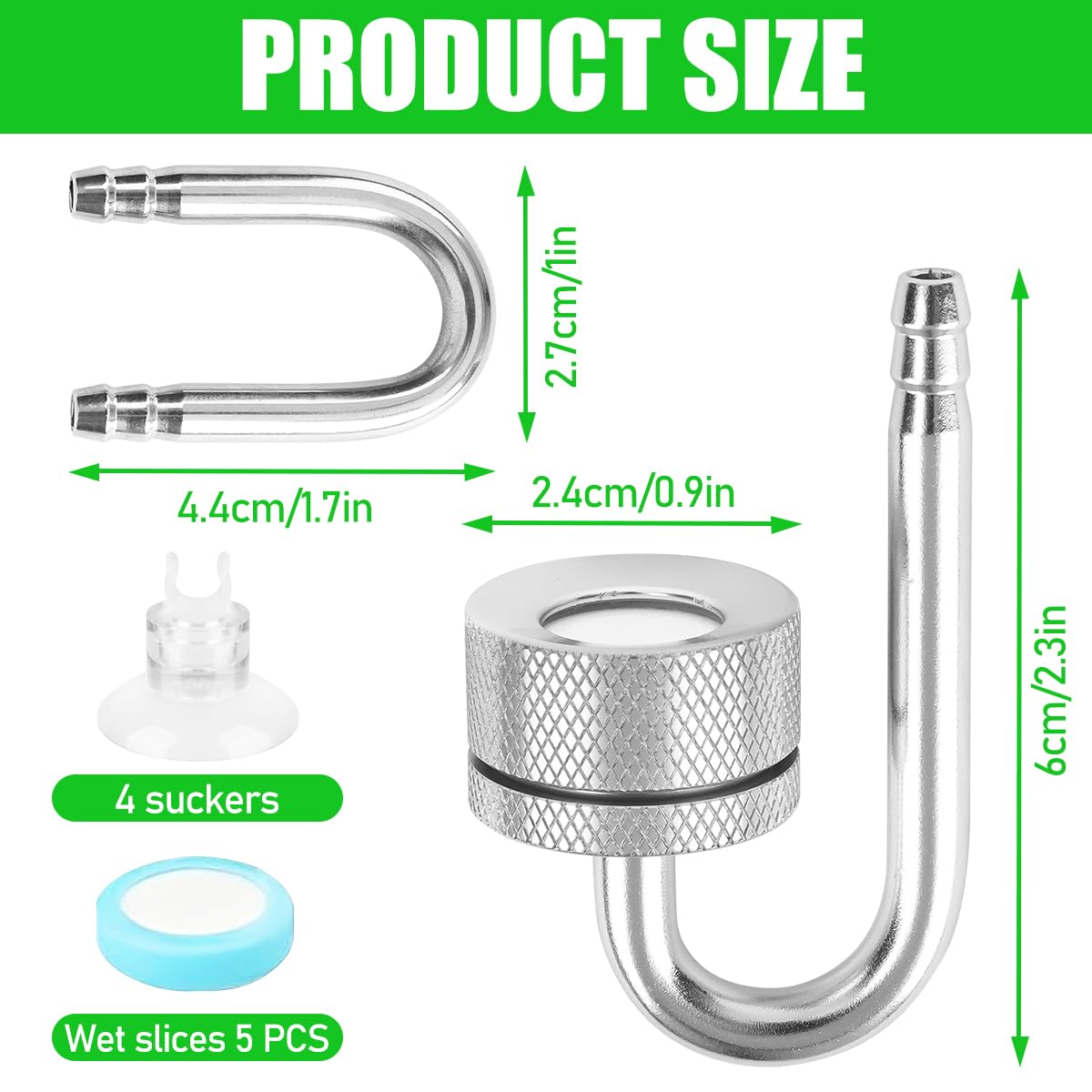 Diffuseur de CO2 pour aquarium, vaporisateur pour aquarium, diffuseur d'oxygène et de dioxyde de carbone avec ventouses et U-Pipe, diffuseur d'oxygène pour aquarium, diffuseur de CO2 pour aquarium