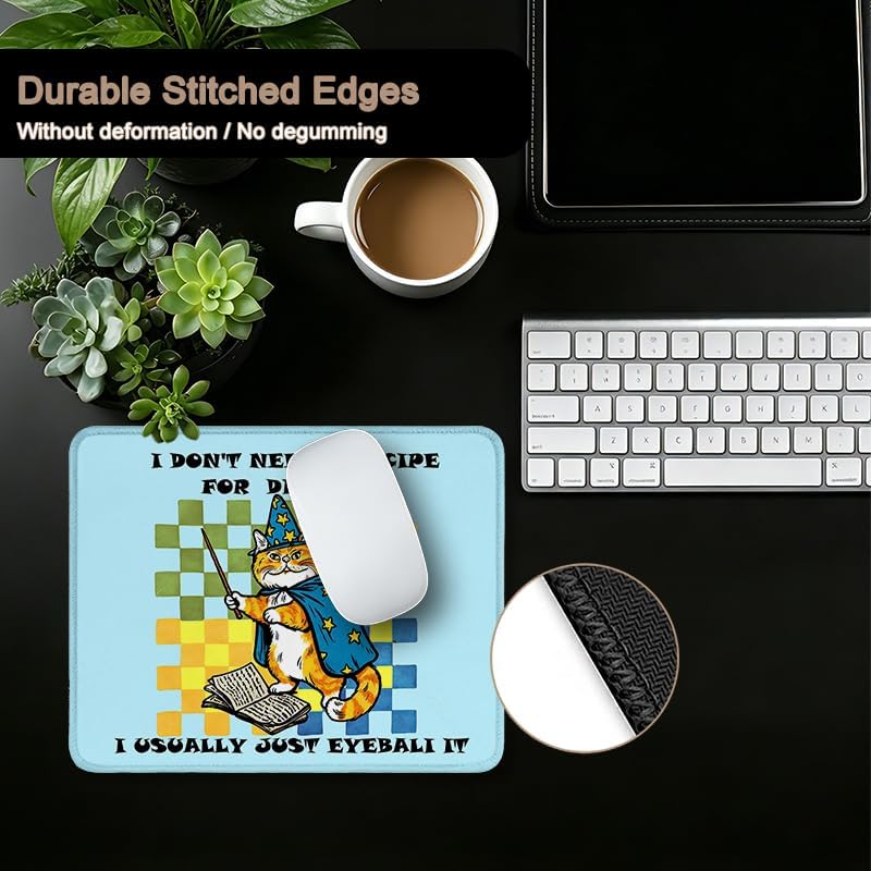 Funny Magical Orange Cat Meme Checkered Mouse Pad 9.5x7.9 in image 4
