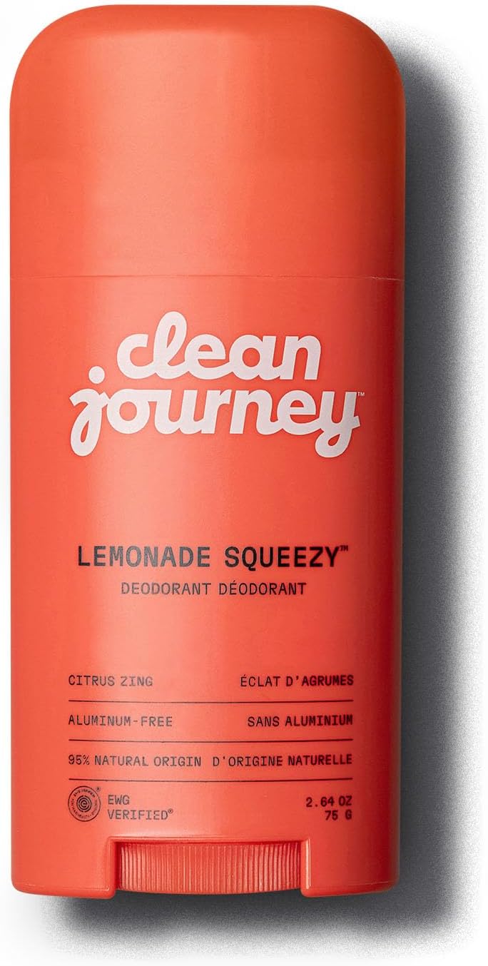 cleanjourney Aluminum-Free Deodorant, Odor Control With Baking Soda, Natural Origin Ingredients, EWG Verified & No Harmful Chemicals, Lemonade Squeezy, 75 g