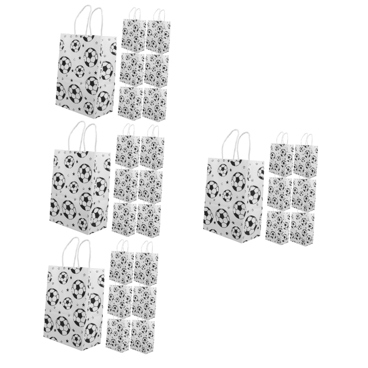 STOBOK 96pezzi Sacchetti Di Carta Manici Per Compleanni e Feste Sacchetti Carta Kraft Con Stampa Calcio Borse Leggere Per Snack e Vestiti