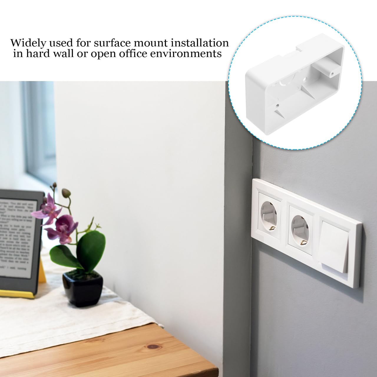 Totority Wall Socket Box 5 Pcs Surface Mount Electrical Outlet Boxes Junction Box for Home External Installation Durable Abs Plastic 4.7X2.9X1.4 Inches
