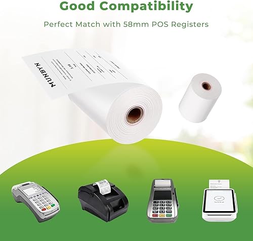 Miniatura 32 de MUNBYN Papel térmico de recibo de 2 1/4 pulgadas x 50 pies (5 rollos), papel de recibo sin BPA de 2.283 in, se adapta a todas las mini impresoras