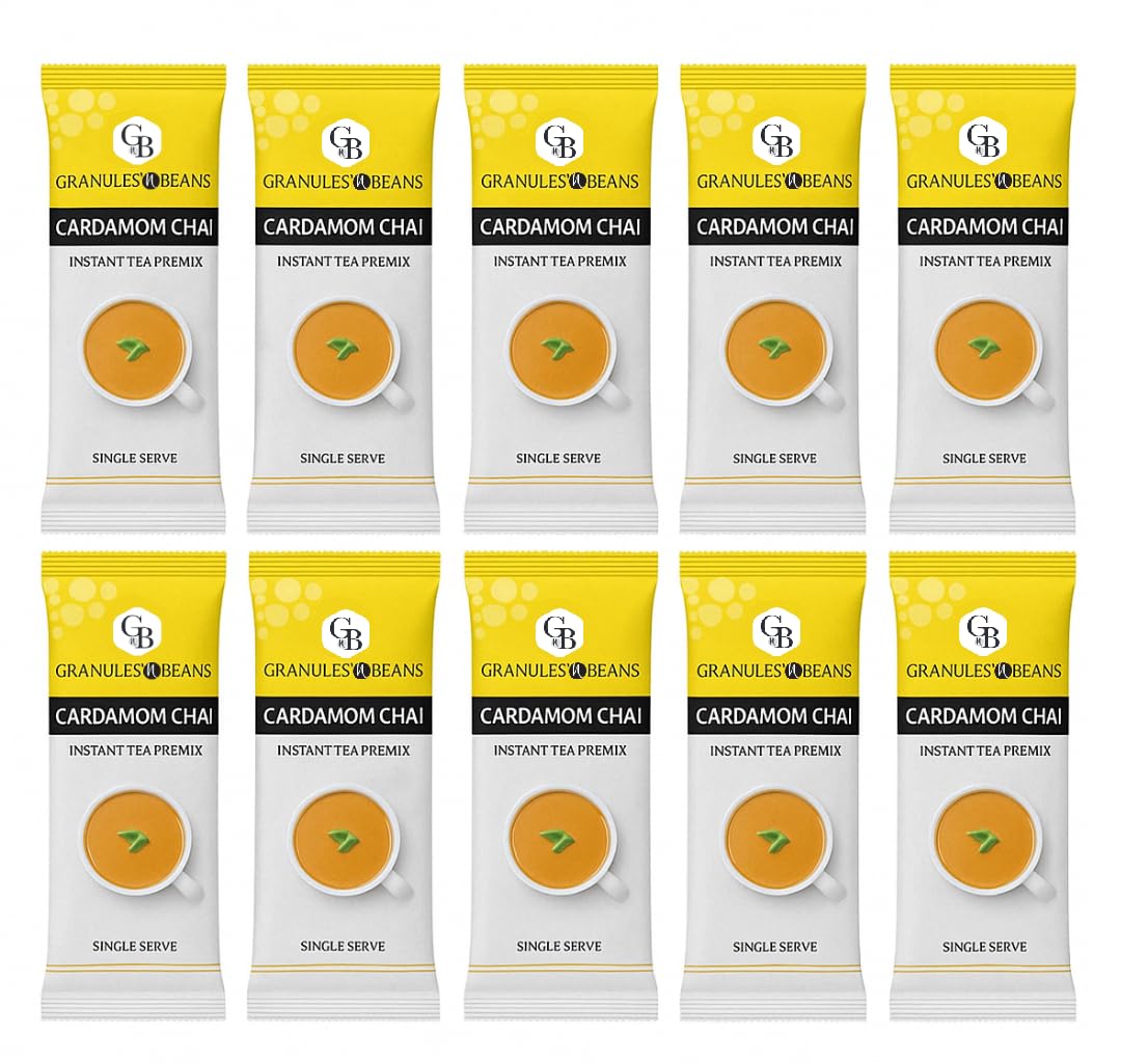 GnB GRANULES n BEANS Instant Premix Cardamom Chai Tea (50 Single Serv Sachets) - 800 Gm