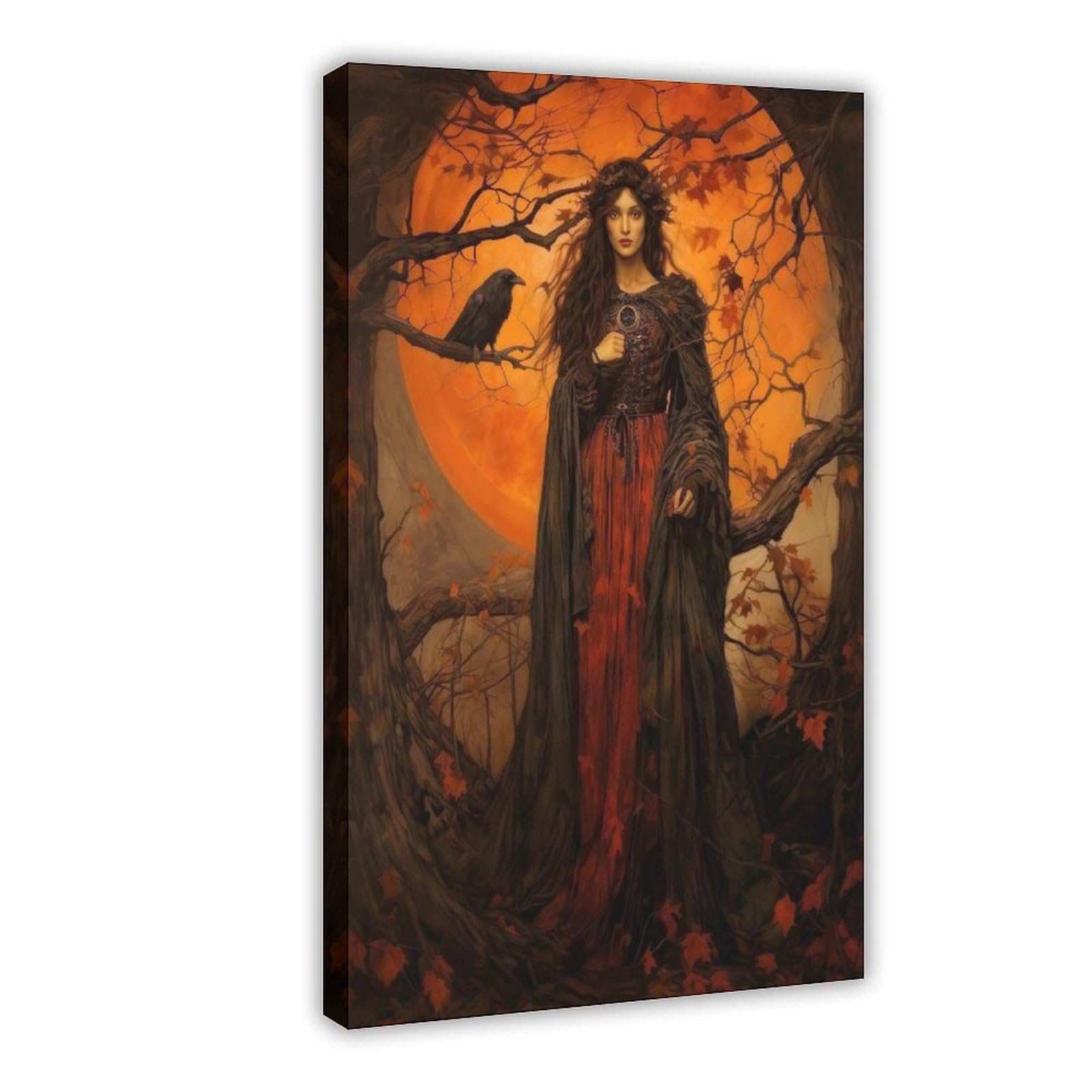 NCUDANK Goddess Morrigan, Celtic Goddess of War Canvas Poster Bedroom Decor Landscape Office Room Decor Gift 12x18inch(30x45cm)