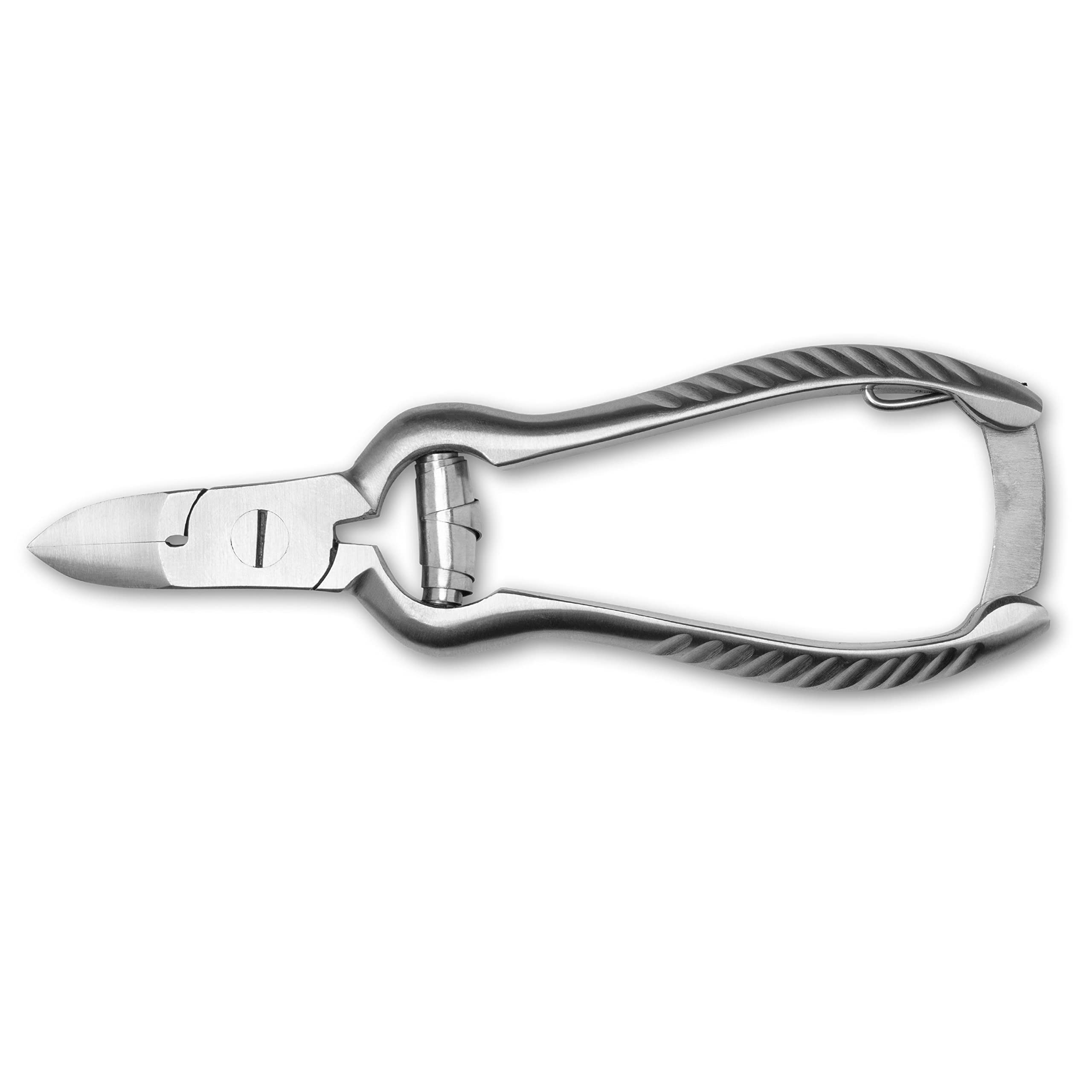 K-Pro Pince à ongles professionnelle en acier inoxydable pour ongles des orteils forts, épais et durs - 14 cm courbée avec ressort tampon - Poignée antidérapante - Parfait pour les personnes âgées