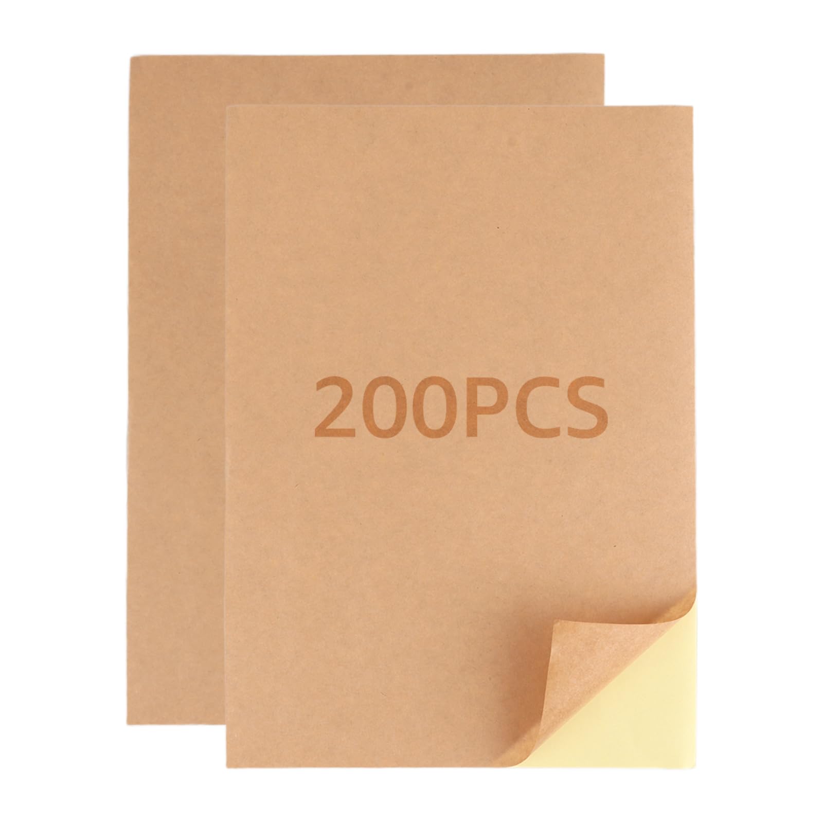 200 Blatt A4 Kraftpapier selbstklebend Aufkleber Etiketten, Bedruckbares Braunes Druckerpapier, Stickerpapier zum Selbst Drucken A4, Kopierpapieraufkleber für Laser Bedrucken, Kopiererdruck