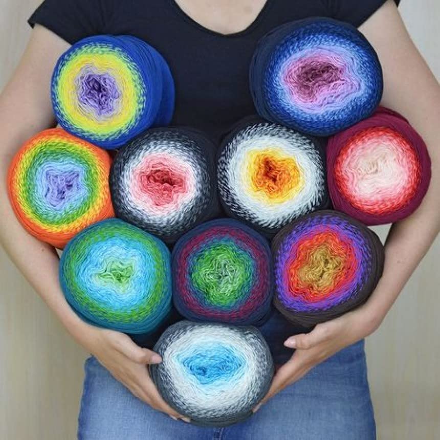 Image of YarnArt Cotton Acrylic Blend Yarn - 55% Cotton 45% Acrylic 250gr 1094yds Multicolor Rainbow Crochet Yarn - Spring /Summer Fine Sport Skein (312)