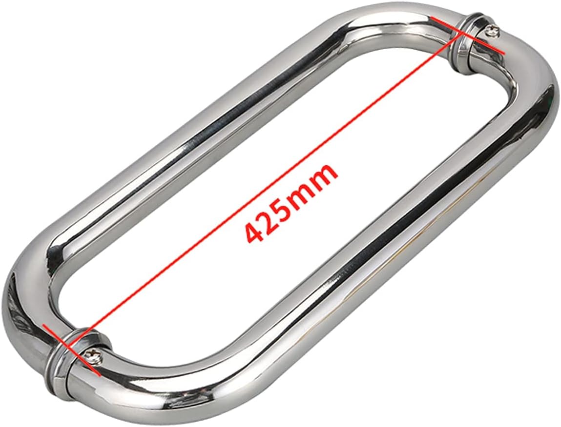 EFARMA ❀ Shower Door Handle, Bathroom Door Handle for Glass Door,Suspolished Chrome Finish Push and Pull Glass Door Handle,Door Knob Replacement/440Mm (Color : 425mm)