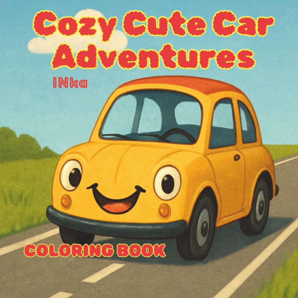 COZY CUTE CAR ADVENTURES: A Cozy Cute Coloring Book for Toddlers Ages 2–4
