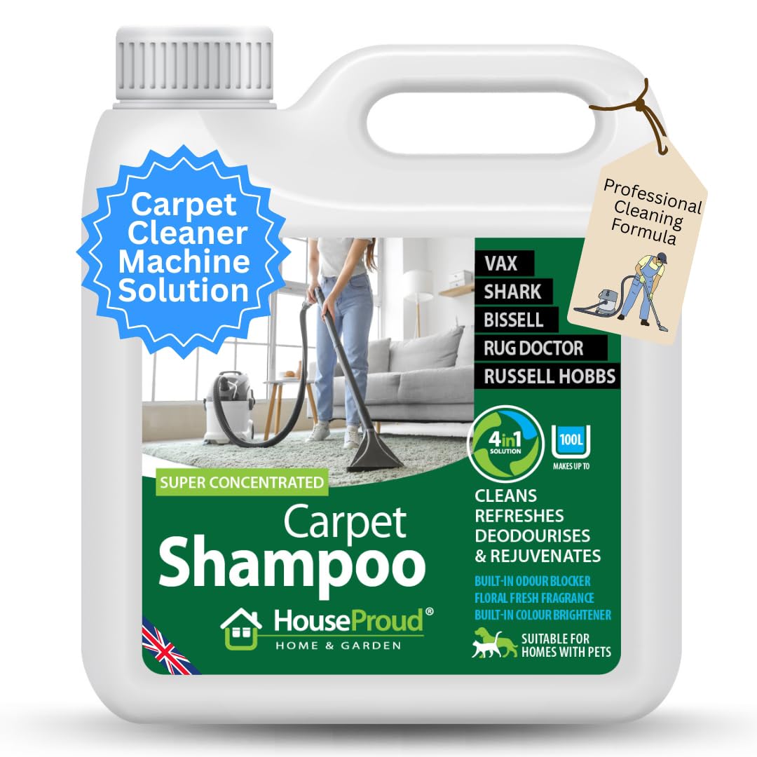 HouseProud Super Concentrated 4in1 Carpet Shampoo 1L - Biodegradable Formula - Universal Cleaner For All Machines - Made In UK | Buy Now With Express International Delivery