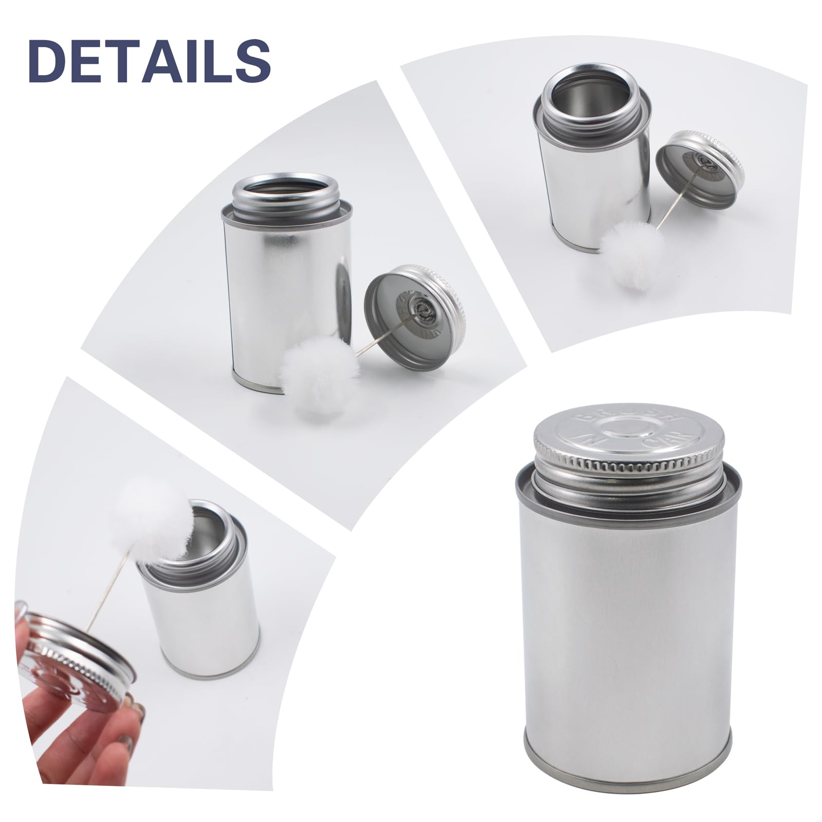 Lot de 6 tampons en laine avec pinceau à boule, fer blanc vide avec applicateur pour peinture artistique, projets de bricolage, outil de teinture du cuir avec applicateur (capacité de 125 ml)