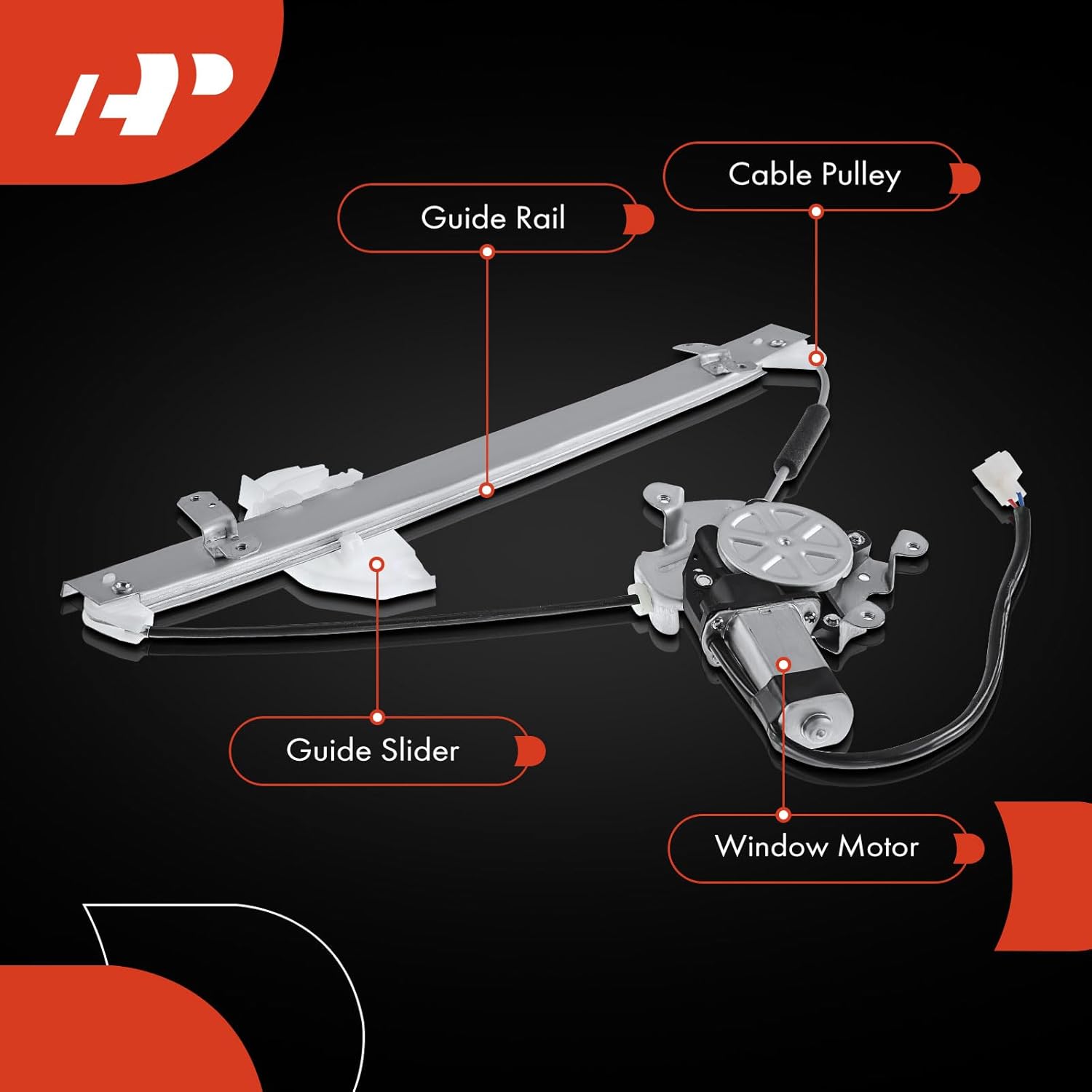 A-Premium Electric Power Window Regulator with Motor Compatible with Mitsubishi Mirage 1997-2001, Fit Sedan Only, Front Left Driver Side, Replace# MR200309