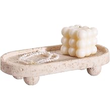 DN DECONATION Decorative Tray Oval Resin 24 x 5 cm Jewellery Tray with Feet Cosmetic Tray Organizer Vanity Tray Bowl Decorative Plate for Jewellery Bathroom Living Room