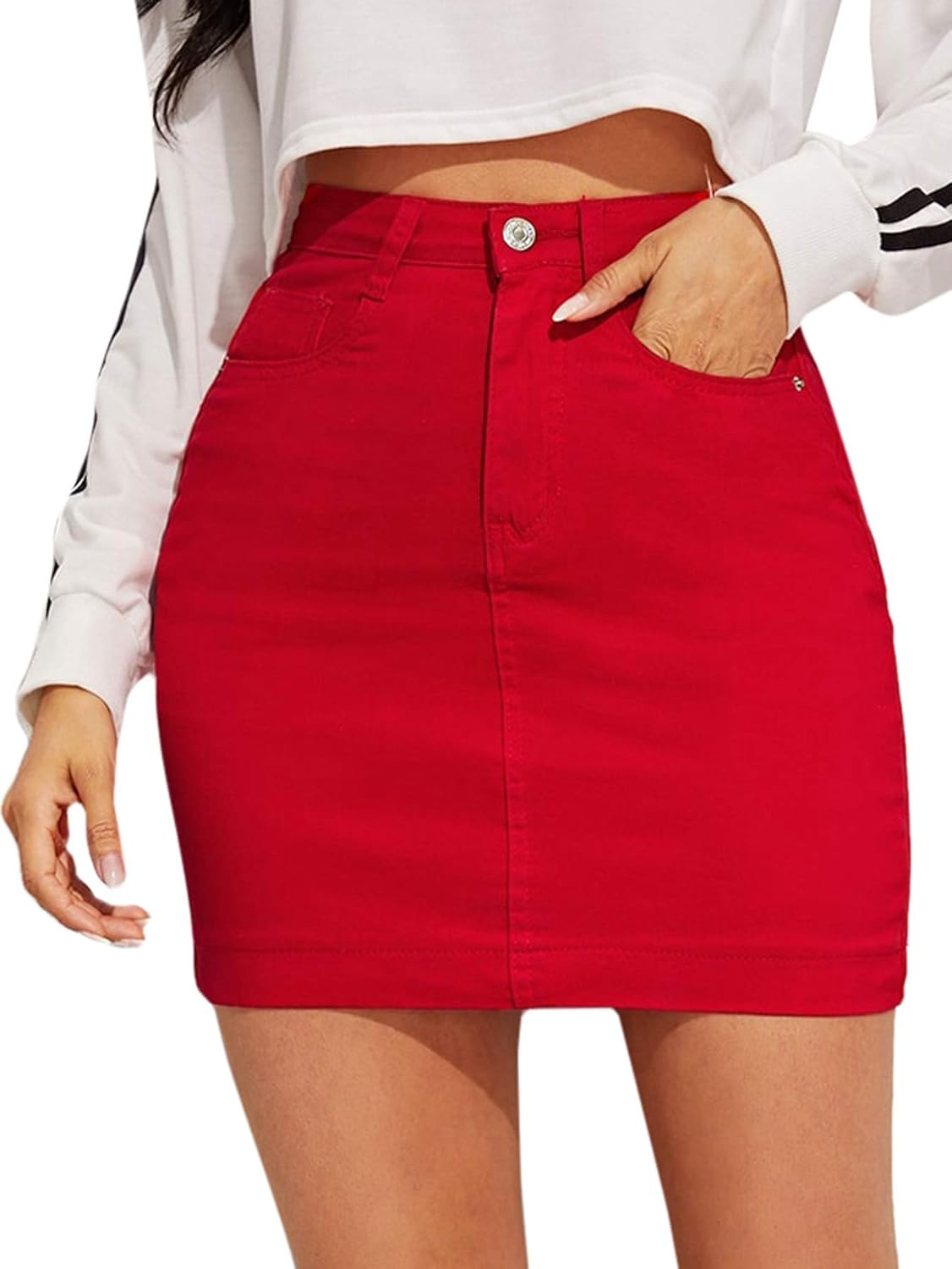 red ripped skirt