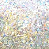 WALPLUS Window Privacy Film Rainbow Window Clings Removable Stained Glass Window Film Static Sun Blo