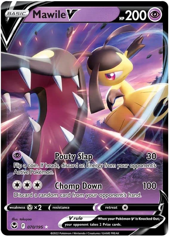 Mawile V 070/195 Ultra Rare Pokemon Card (SWSH Silver Tempest) + TitanCards Toploader Toys