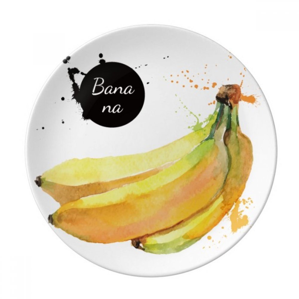 Assiette à dessert banane aquarelle en porcelaine décorative de 21cm