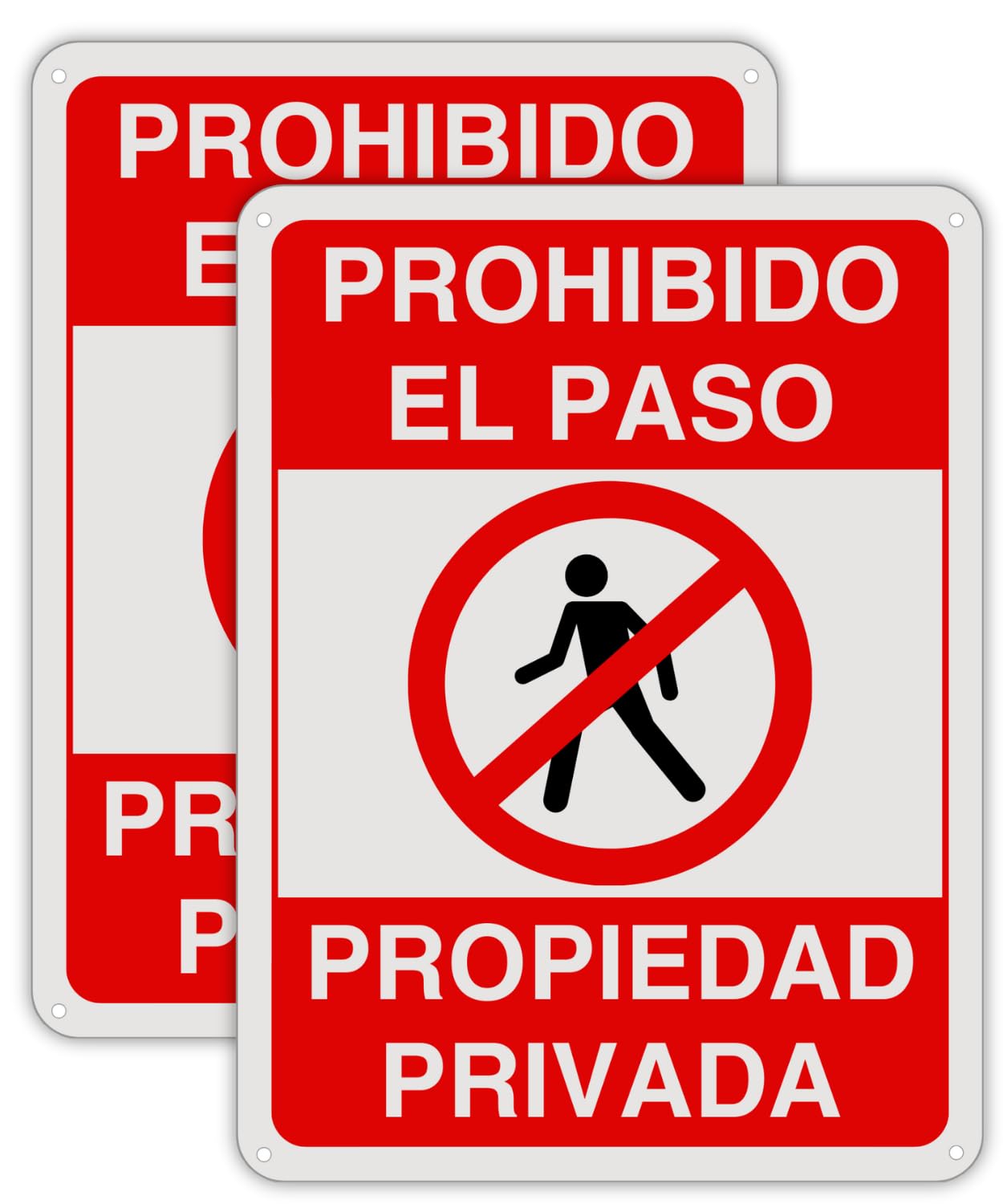 Cartel Prohibido el Paso - 21x28 cm - Aluminio Reflectante - Grosor 0.8 mm - Cartel Propiedad Privada - Resistente Exterior - Impresión UV - Señal Disuasión Prohibido Paso - 2 Unidades (2)