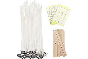 Candle Wicks for Candlemaking - 100% Natural Cotton with Wick Stickers and Holders