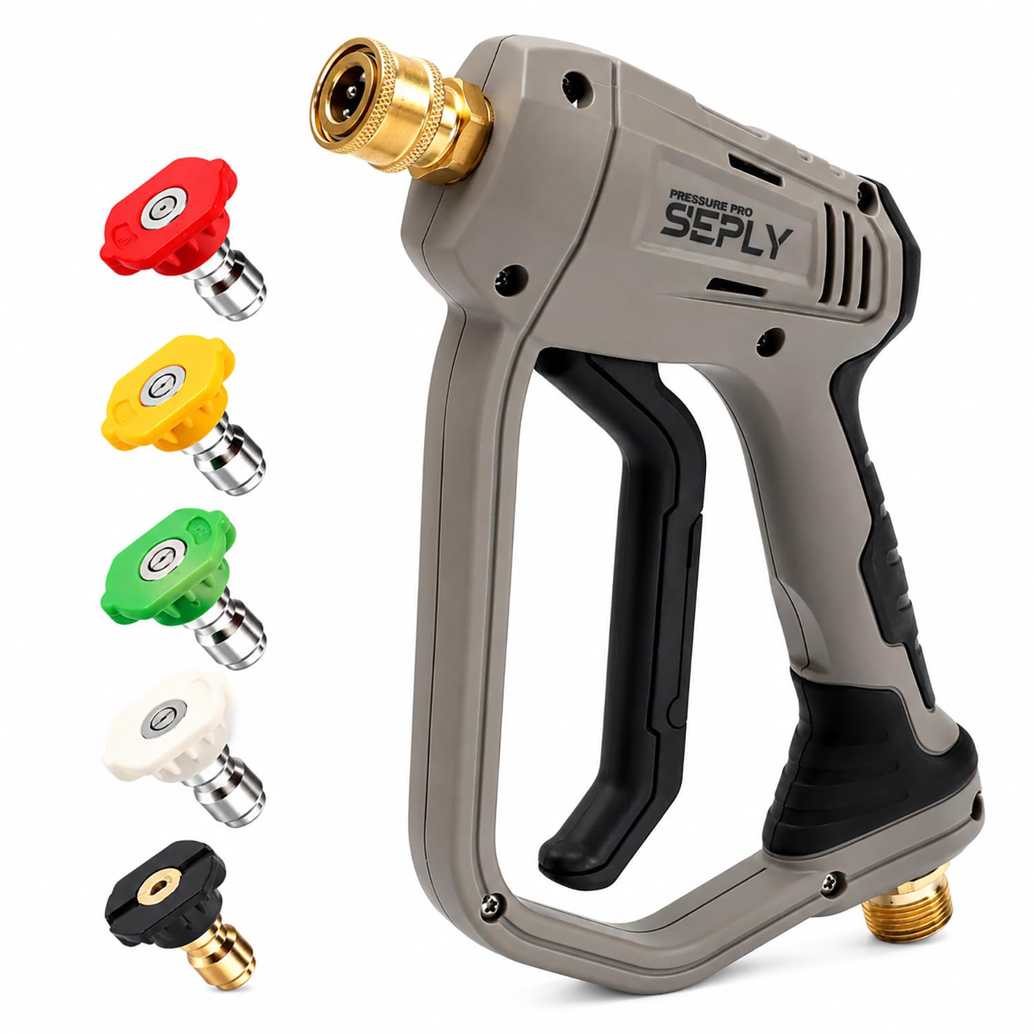 SEPLY Short Pressure Washer Gun 5000 PSI with 5 Nozzle Tips, M22-14mm Fittings, Heavy Duty Power Washer Spray Gun with Ergonomic Handle for Car Wash, Detailing, and Cleaning-image-39