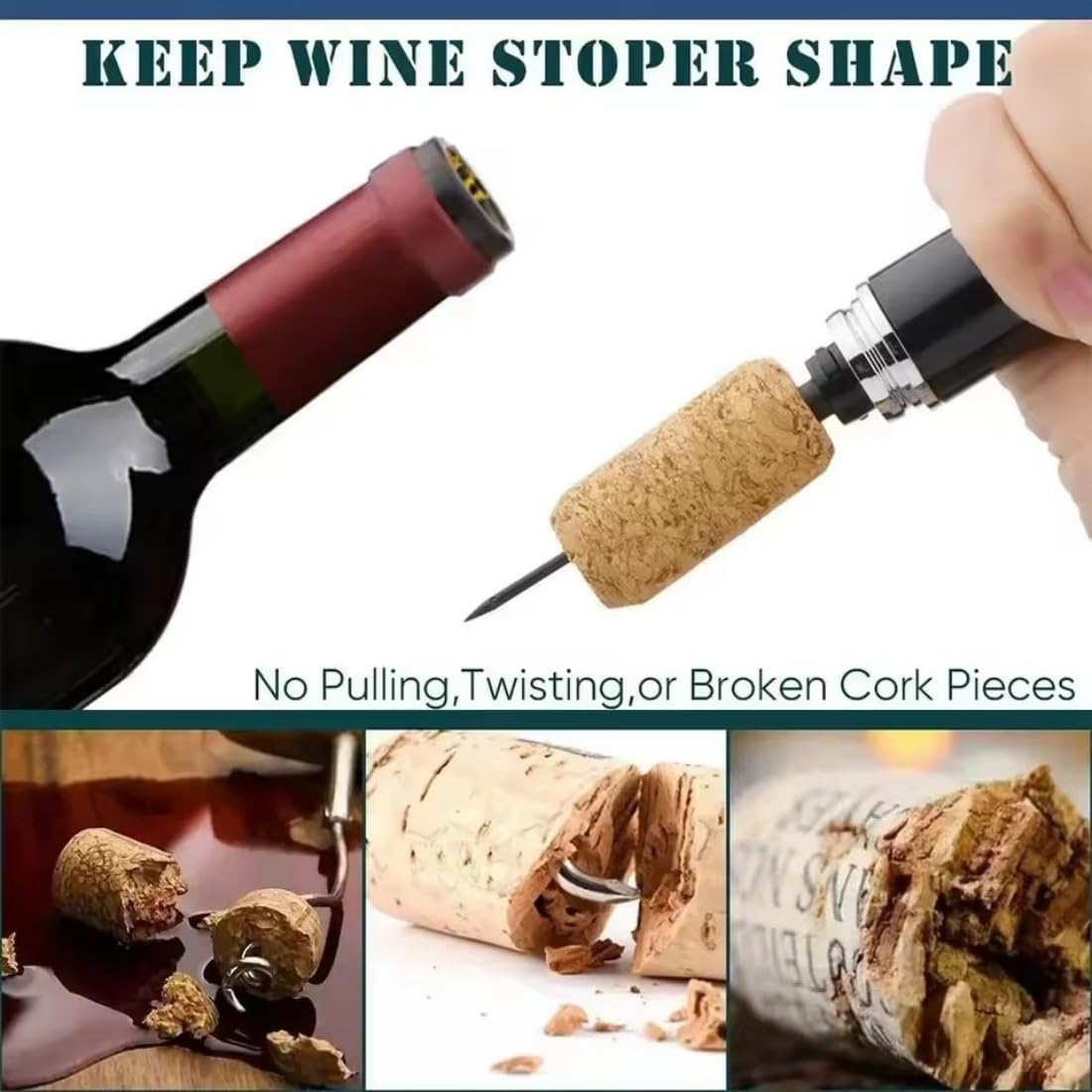 Wine Opener, 2-in-1 Air Pump Wine Bottle Cork Opener, Air Pressure Pump Corkscrew Wine Bottle Opener with Foil Cutter, to Wine Lovers(2 Pcs, Green)