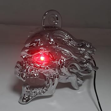 غطاء رأس الرياح HONGK- Chrome Ghost Head متوافق مع HD لعام 1992 وما فوق مع "جرس البقر" المثبت على الجانب وجميع قضبان V مع ضوء LED [B01DQ0EEV6]