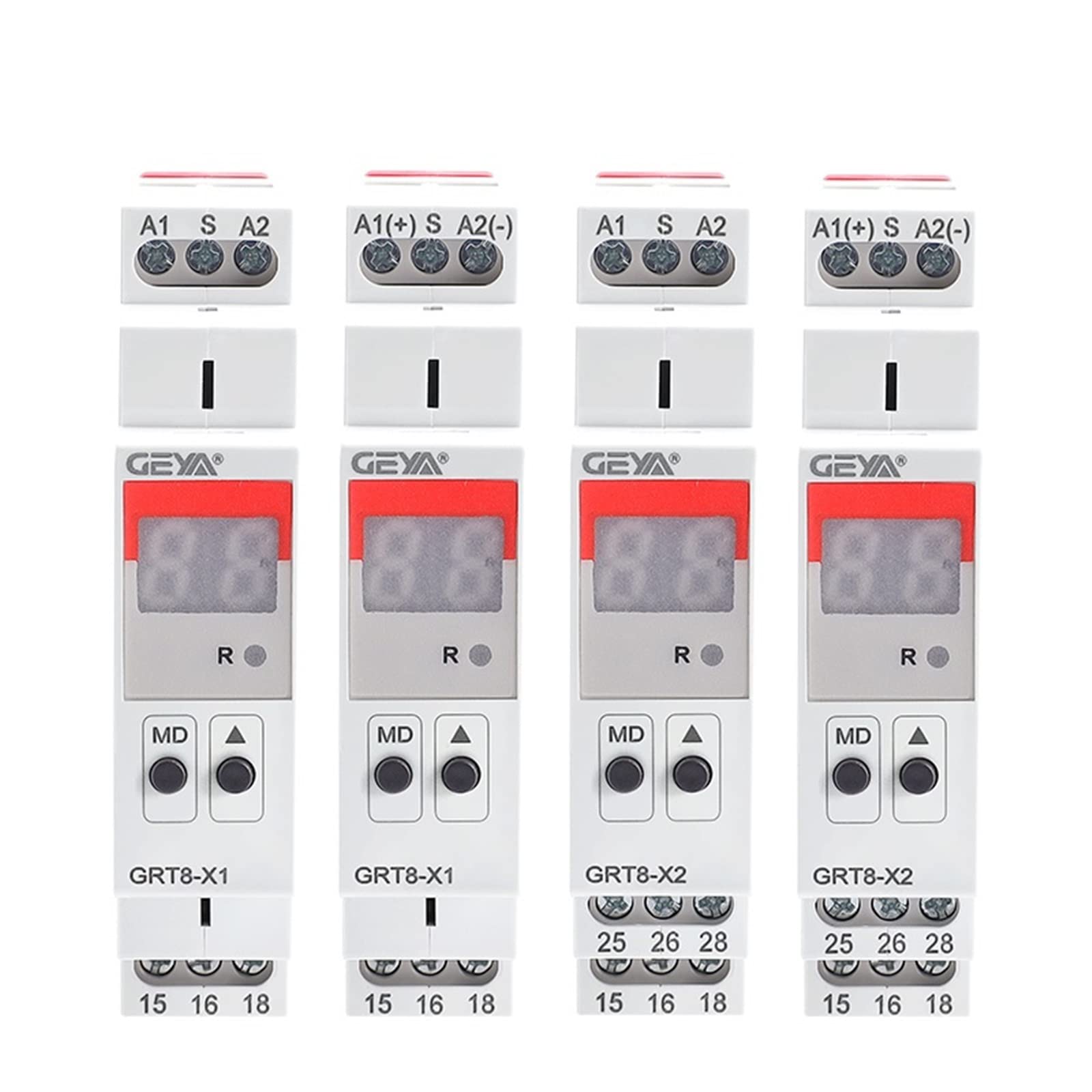 Relé temporizador multifunción con pantalla Digital GRT8-X, 16A, con 20 opciones de funciones, CA, CC, 12V, 24V, 220V, 230V(GRT8-X1 AC230V)