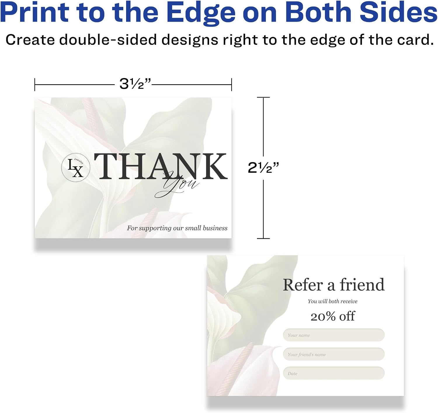 Avery Printable Rectangle Cards, Sure Feed Technology, 2.5" x 3.5", Matte White Cardstock, Print-to-the-Edge, Laser/Inkjet Cards, 150 Total