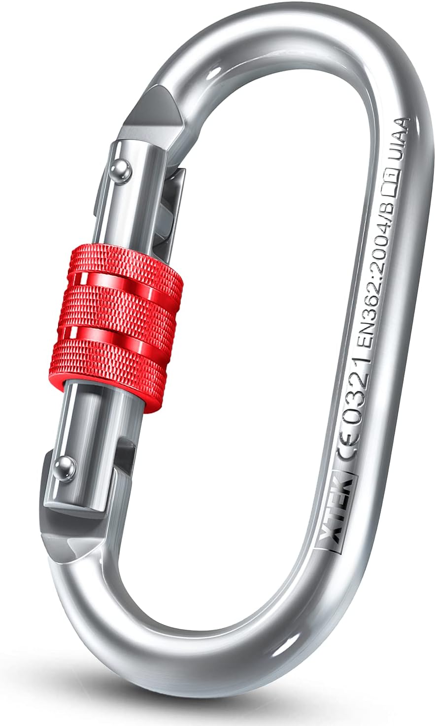 25kn Climbing Carabiner Clip - Heavy Duty O-Shape Steel Locking Caribeaner - UIAA/CE Certified Rock Climbing Gear - Strong Large Locking Oval Caribeener for Mountain Climbing